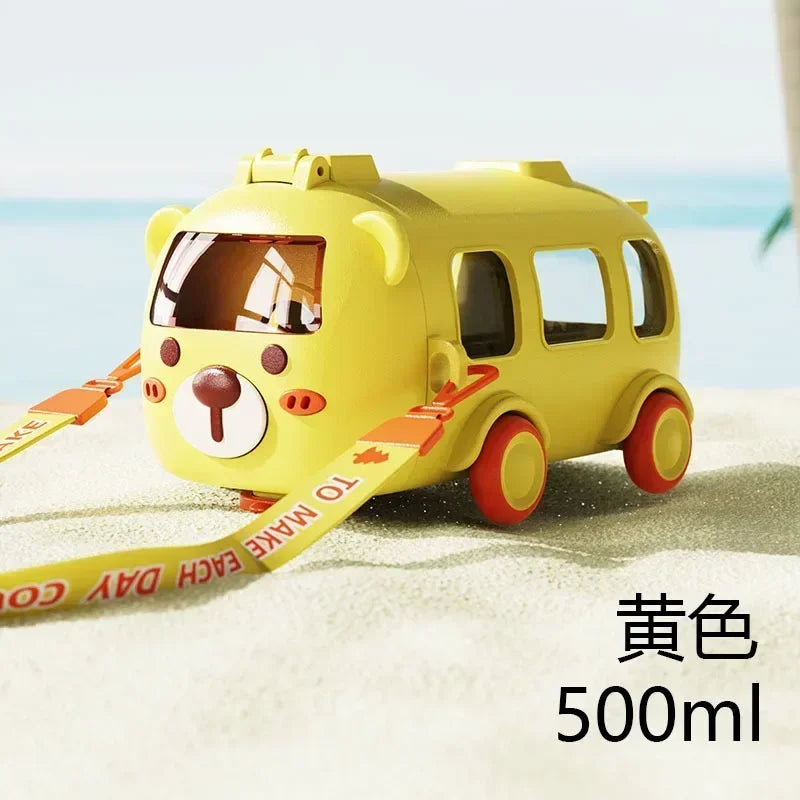 500ML Cute Toy Car Cup with Straw Indoor and Outdoor Water Bottle Large Capacity Plastic Mug for Summer Drinkware Water Bottles