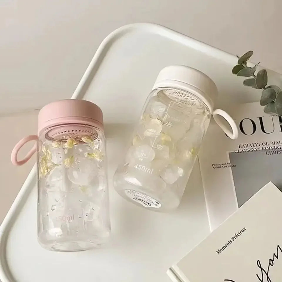 450ml Plastic Water Bottle Leakproof Portable Water Cup Students Simple Bottle Coffee Tea Cup with Tea Infuser Summer Drinkware