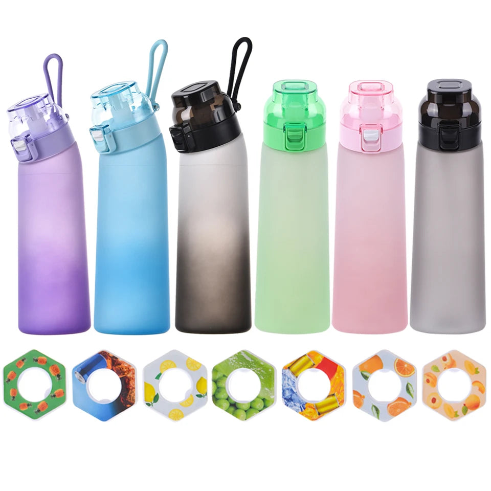 650ML Scent Flavored Water Bottle Leak-Proof with 7 Flavor Pods Air Water Up Bottle Portable for Travel Climbing Hiking