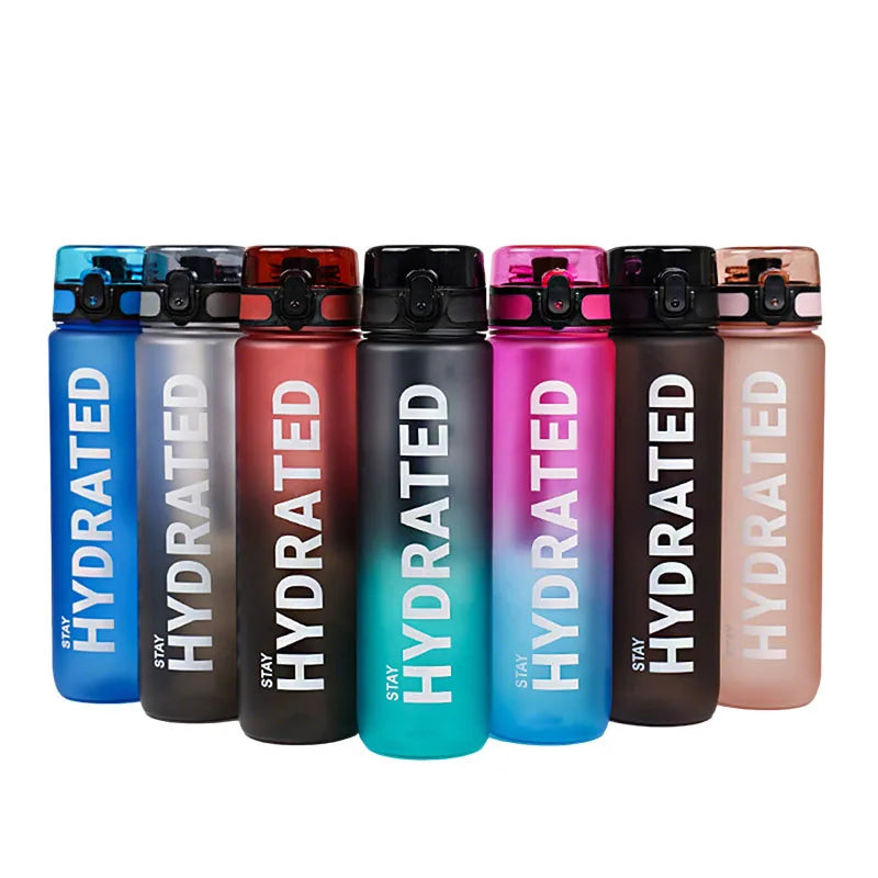 1pc 1000ml large capacity transparent plastic water bottle with cap and handle, multiple colors available, suitable for outdoor,