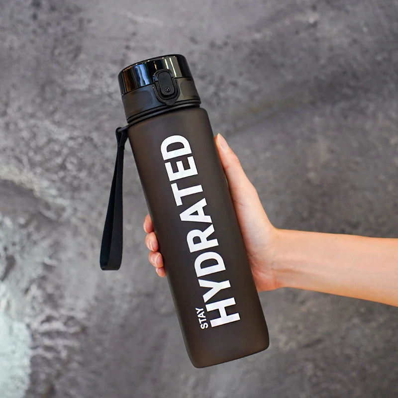 1pc 1000ml large capacity transparent plastic water bottle with cap and handle, multiple colors available, suitable for outdoor,