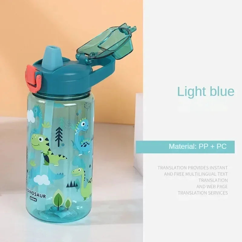 600ML Children's Water Bottle for Summer Student Drinking Bottle Plastic Sports Water Bottle Portable Anti-fall and Leak Proof