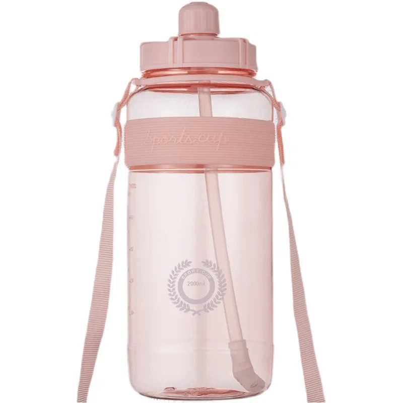 600/1000/1500/2000ml Large Travel Bottles Adult General Plastic Water Cup Water Bottle Outdoor Sports Drink Set Large Capacity