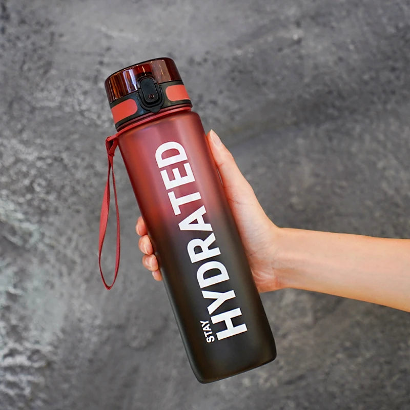 1pc 1000ml large capacity transparent plastic water bottle with cap and handle, multiple colors available, suitable for outdoor,