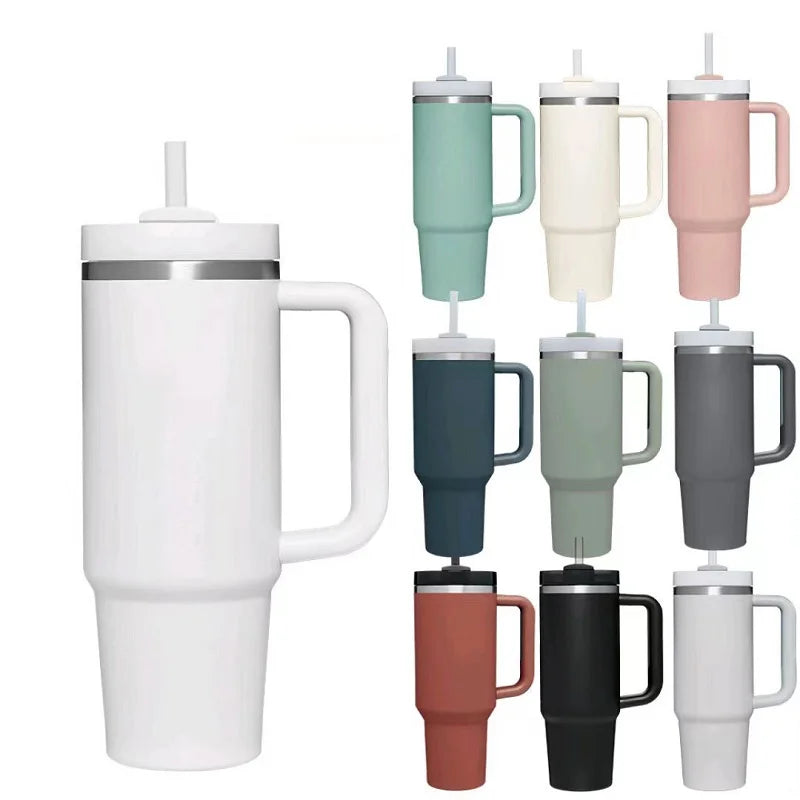 New Hot 40oz Insulated Tumbler acuum Cup 2.0 Thermal Mug for with Handle Straw Stainless Steel Hot and Cold Coffee Drinking