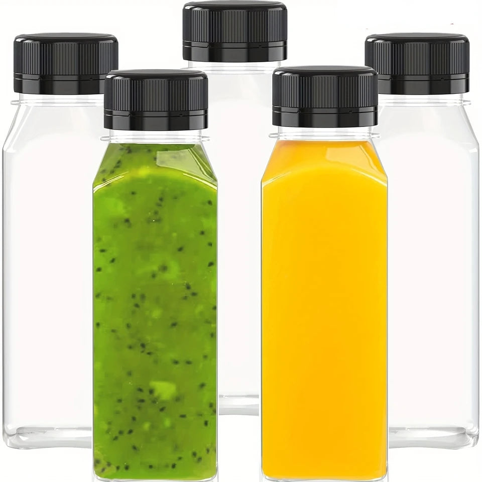 5pcs Plastic Bottles For Liquids - Ginger Shot Bottles With Caps, Wellness Juice Shot  Drink Containers For Homemade Beverages