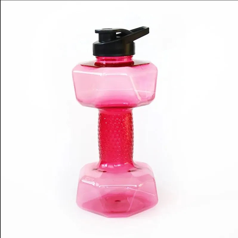 1pc 1500ml High Capacity Plastic Dumbbell Shaped Portable Water Bottle Creative Fitness Dumbbells Sport Bottle