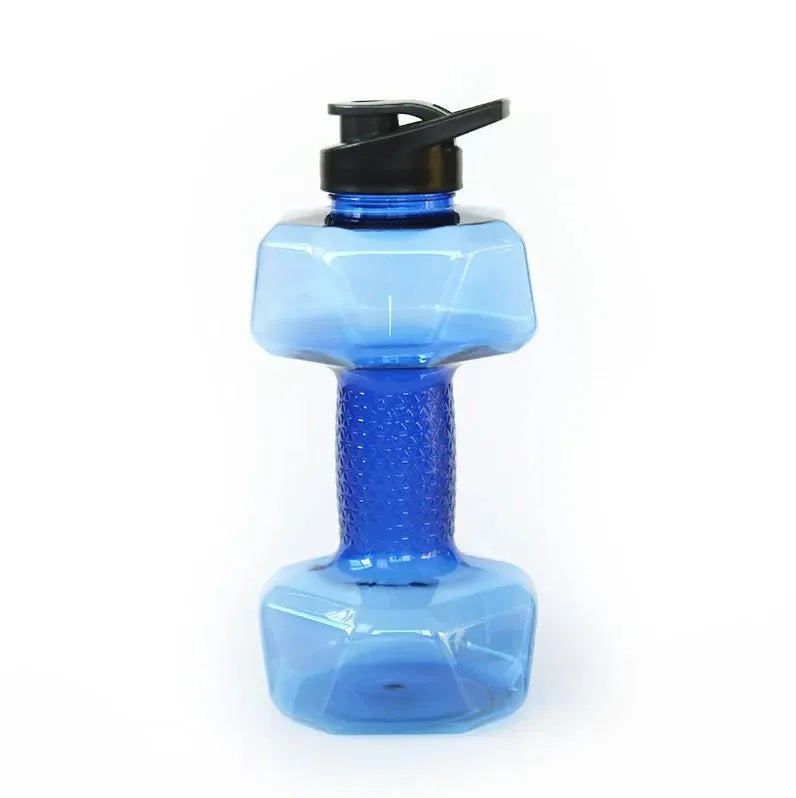 1pc 1500ml High Capacity Plastic Dumbbell Shaped Portable Water Bottle Creative Fitness Dumbbells Sport Bottle