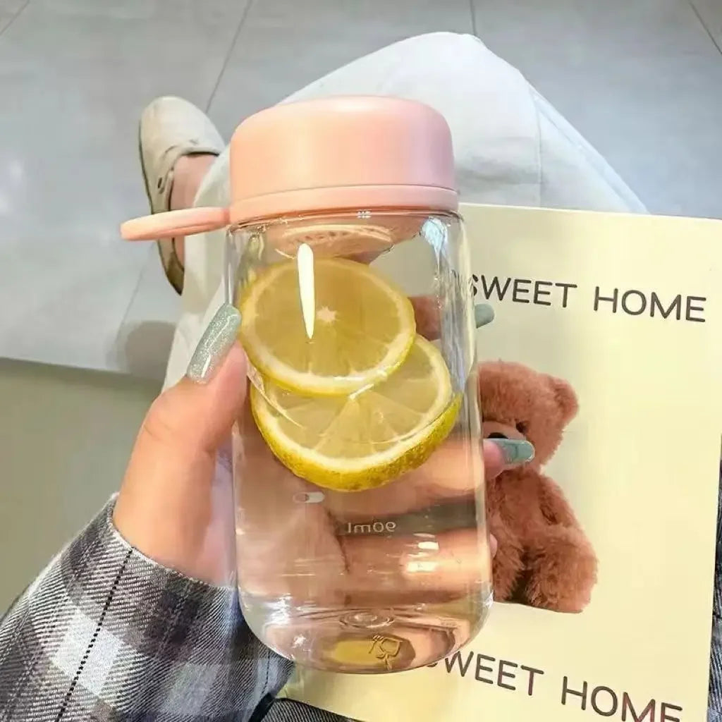 450ml Plastic Water Bottle Leakproof Portable Water Cup Students Simple Bottle Coffee Tea Cup with Tea Infuser Summer Drinkware