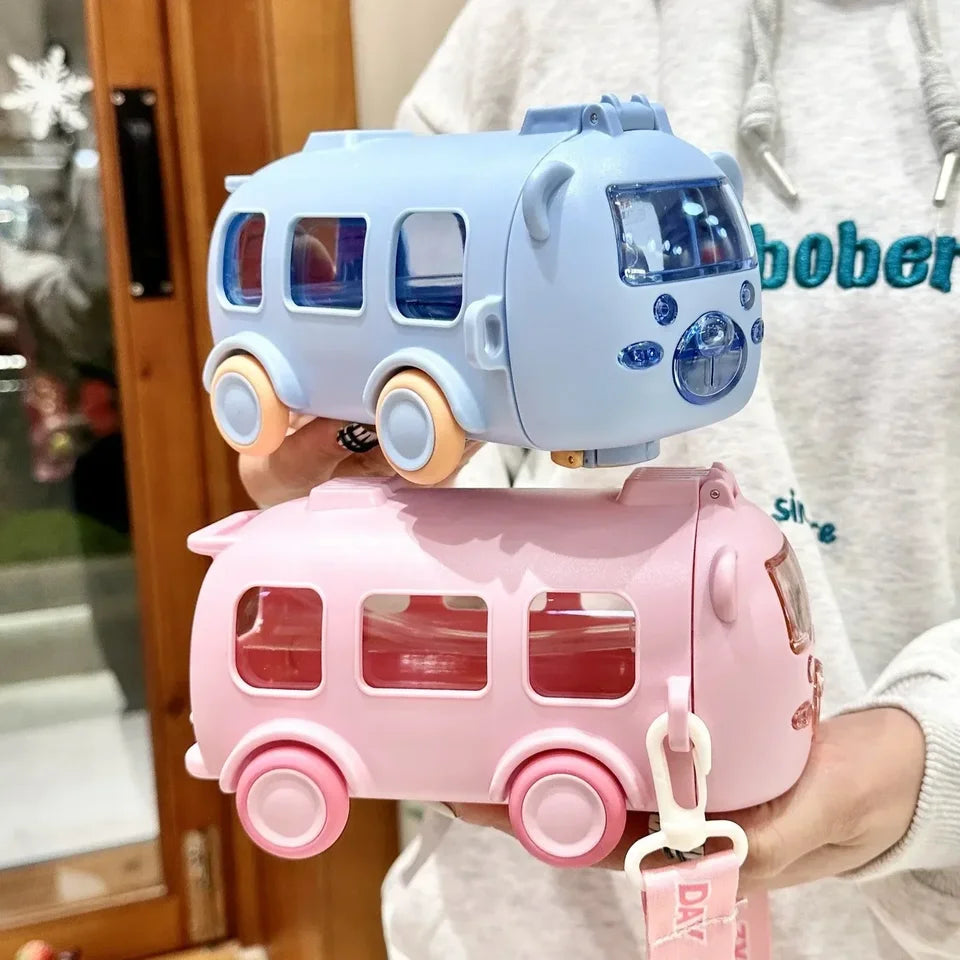500ML Cute Toy Car Cup with Straw Indoor and Outdoor Water Bottle Large Capacity Plastic Mug for Summer Drinkware Water Bottles