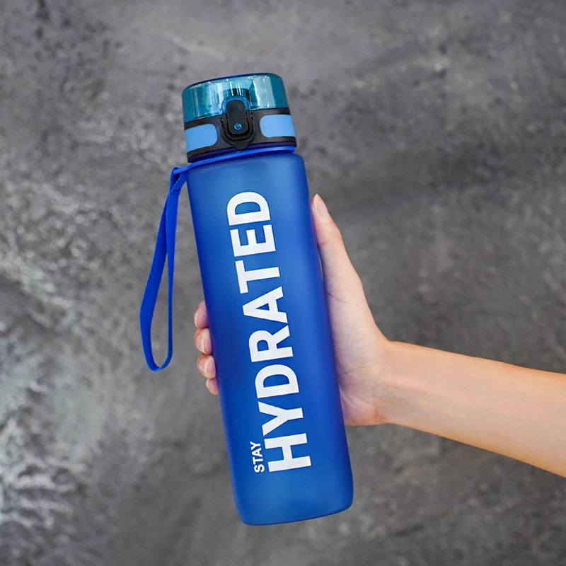 1pc 1000ml large capacity transparent plastic water bottle with cap and handle, multiple colors available, suitable for outdoor,
