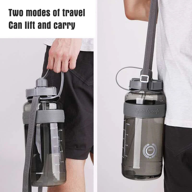 600/1000/1500/2000ml Large Travel Bottles Adult General Plastic Water Cup Water Bottle Outdoor Sports Drink Set Large Capacity