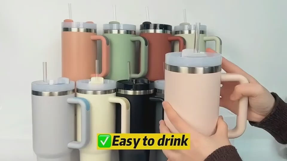 New Hot 40oz Insulated Tumbler acuum Cup 2.0 Thermal Mug for with Handle Straw Stainless Steel Hot and Cold Coffee Drinking