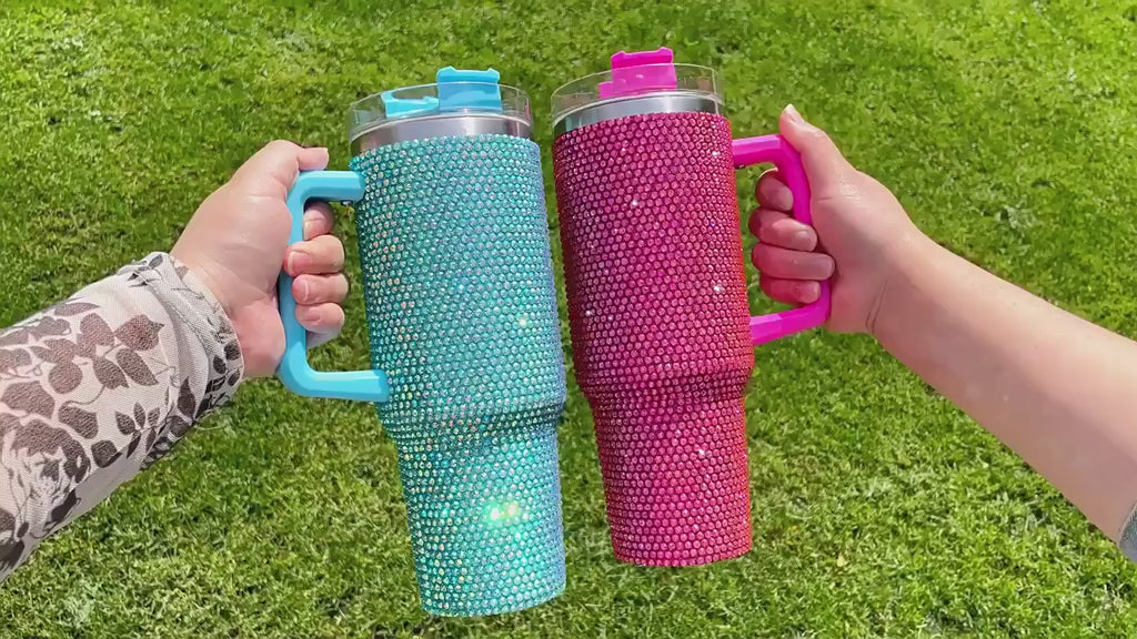 40oz Diamond Thermos Cup with Handle 304 Stainless Steel Vacuum Coffee Insulated Bottle Portable Car Flasks